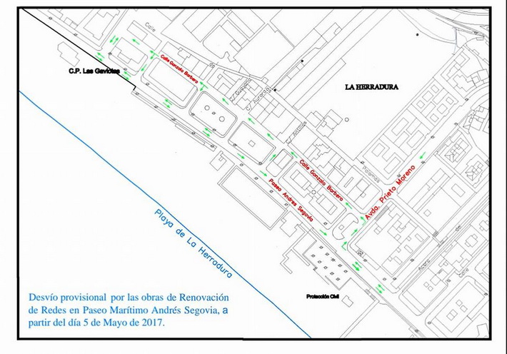 Este viernes arrancan las obras en el paseo de La Herradura por lo que habrá desvíos en el tráfico